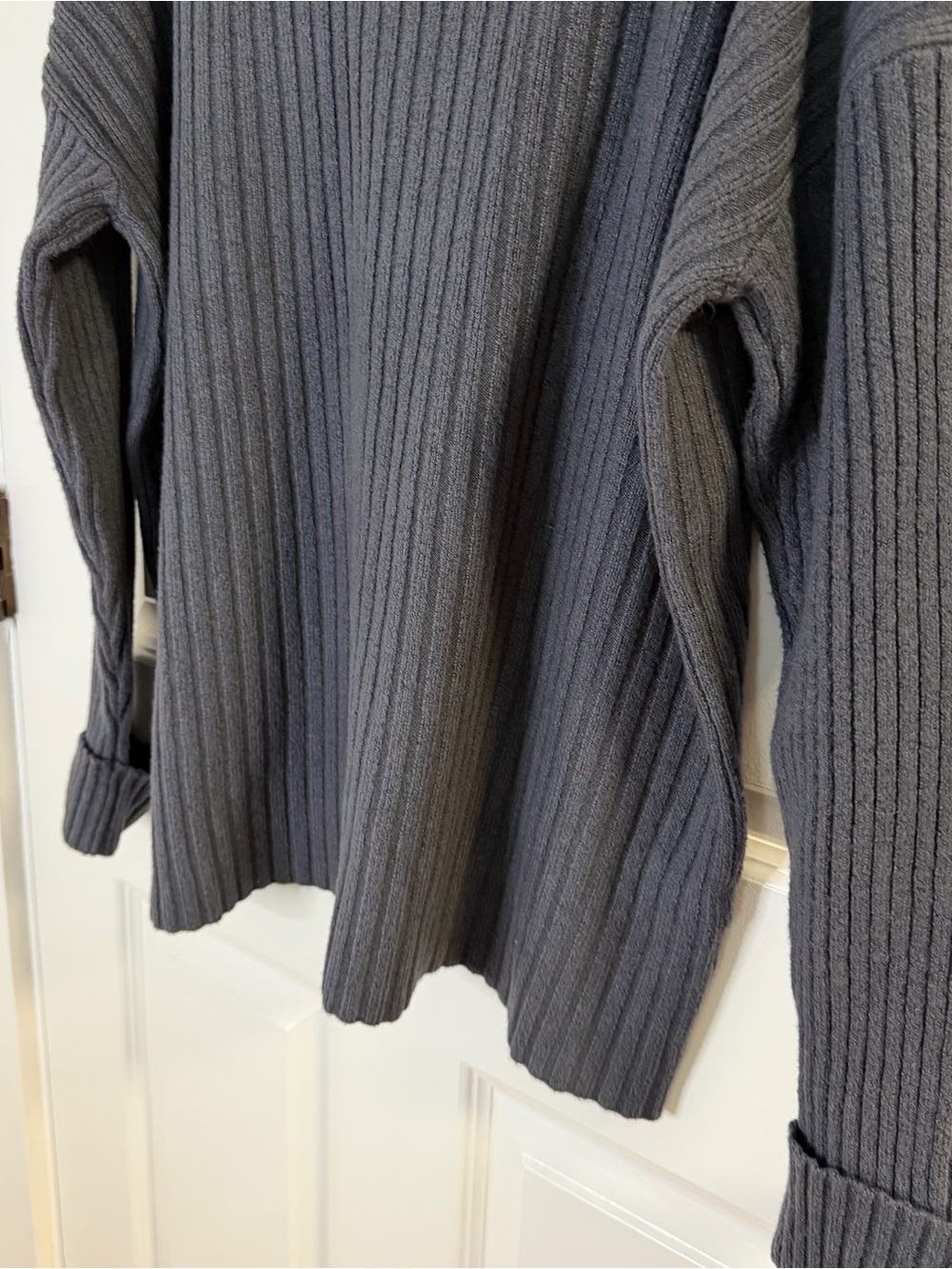 LOFT Ribbed Mock Neck Sweater - Charcoal M - Picture 7 of 8